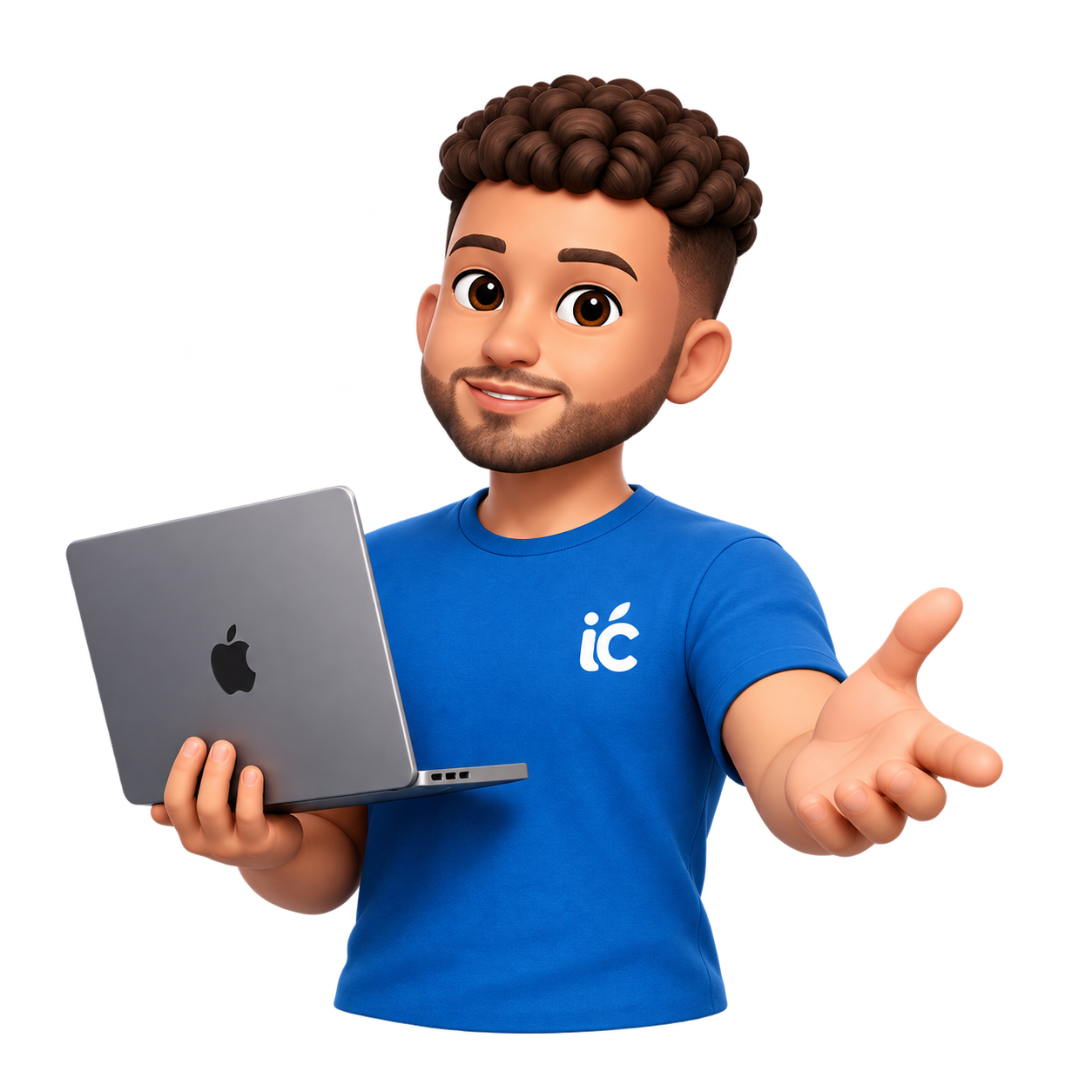 Le personnage iCompagnon vous accompagne avec son ordinateur